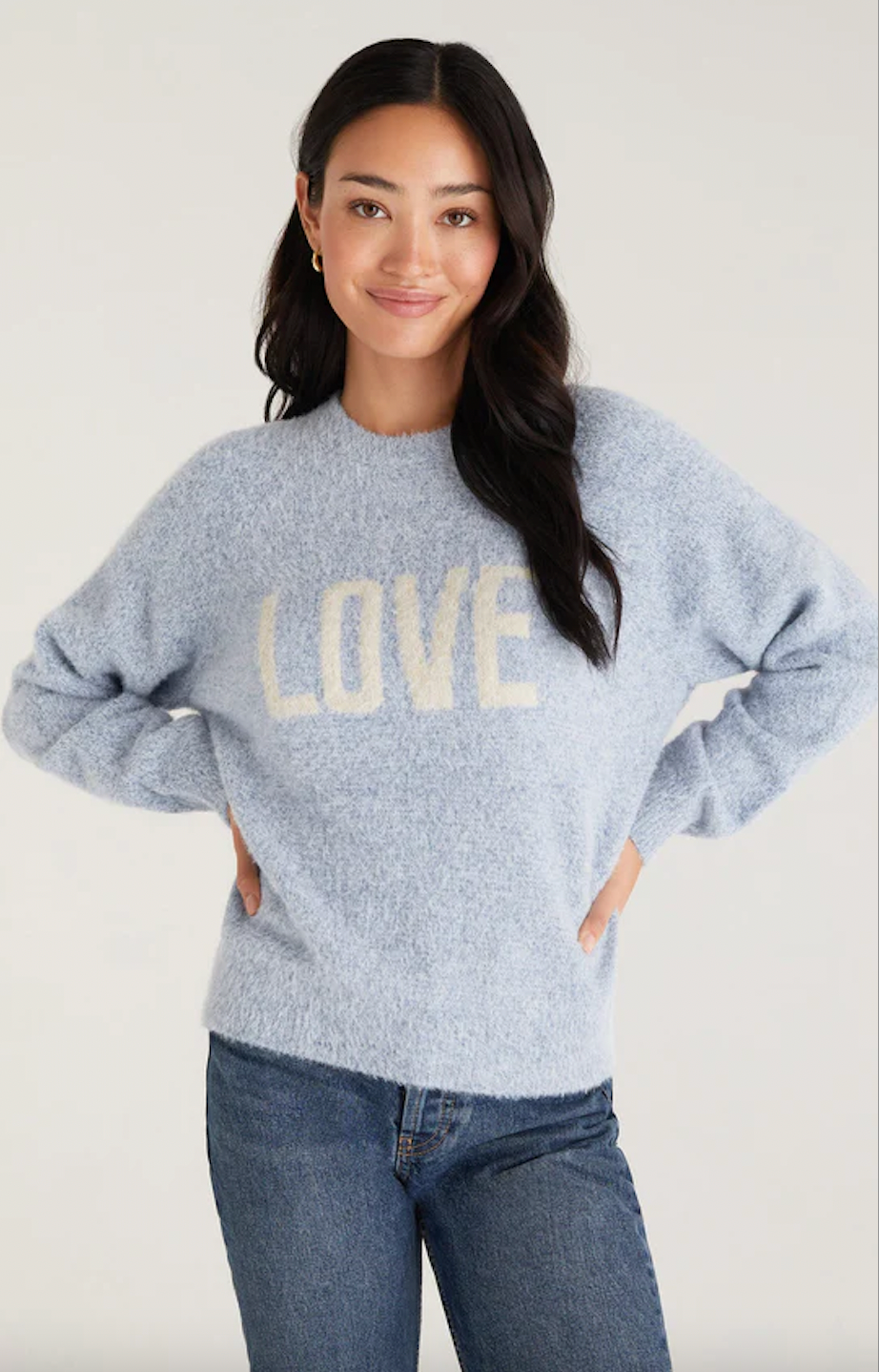 Z SUPPLY LIZZY LOVE MARLED SWEATER IN OCEAN