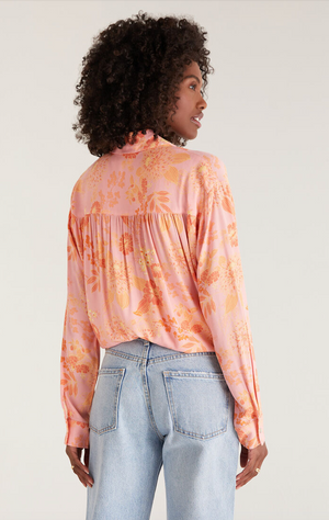 Z SUPPLY RUBY FLORAL LS TOP SUNKIST CORAL