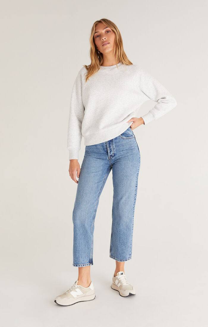Z SUPPLY VOLT LS SWEATSHIRT IN LIGHT HEATHER GREY