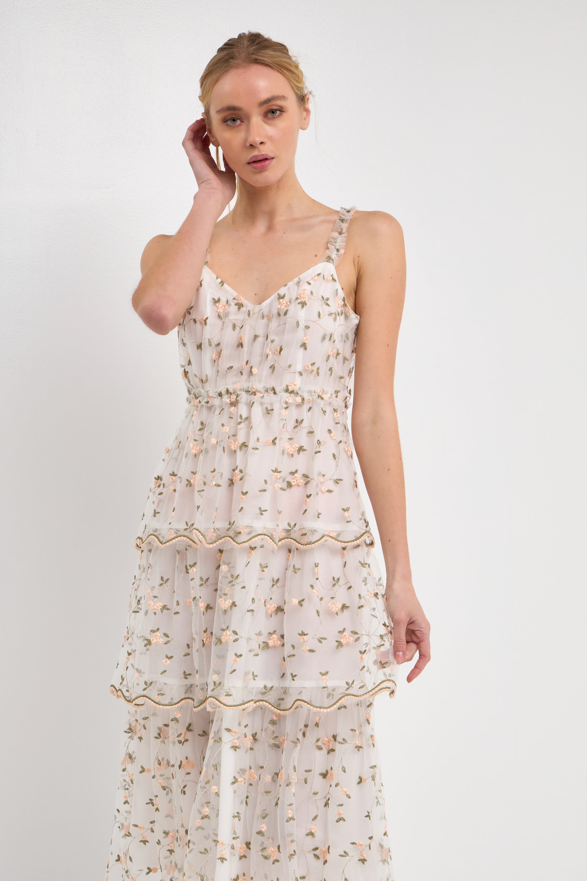 VESTA TIERED MIDI DRESS IN WHITE