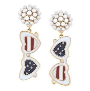 4TH OF JULY HEART SUNNIES ENAMEL EARRINGS