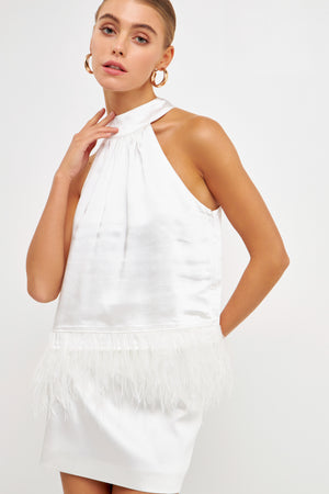 BROOKE FEATHER TOP IN WHITE
