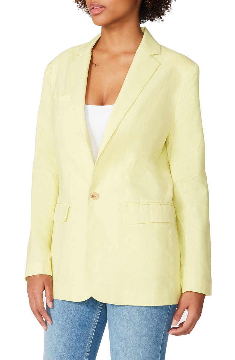 STEVE MADDEN LINEN ON THE EDGE BLAZER IN SUNNY LIME